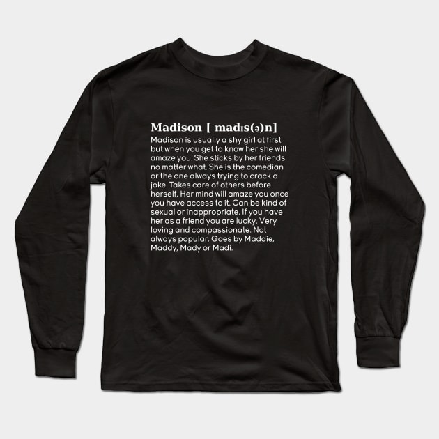 madison name definition (black) Long Sleeve T-Shirt by acatalepsys 